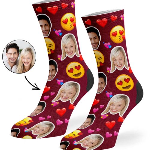 Burgundy Love Emoji Socks