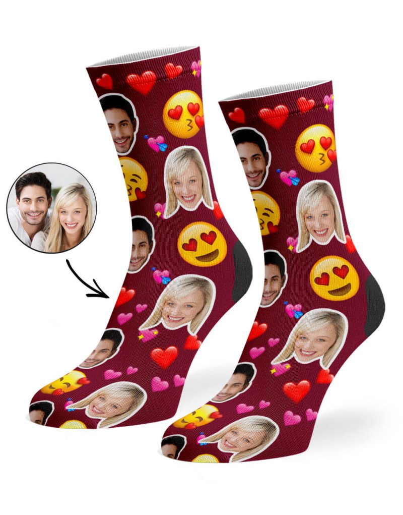 Burgundy Love Emoji Socks