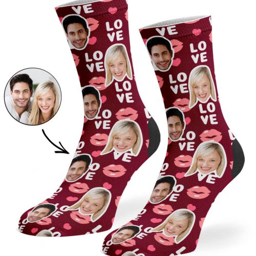 Burgundy Love Lips Socks