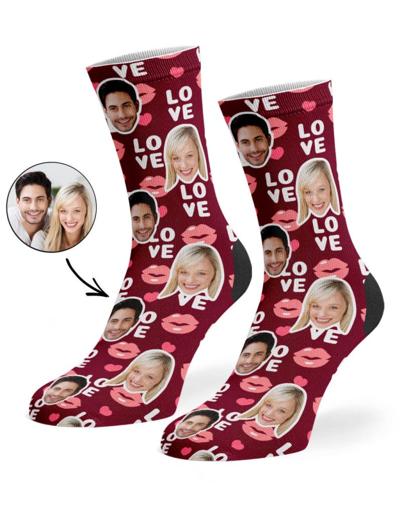 Burgundy Love Lips Socks