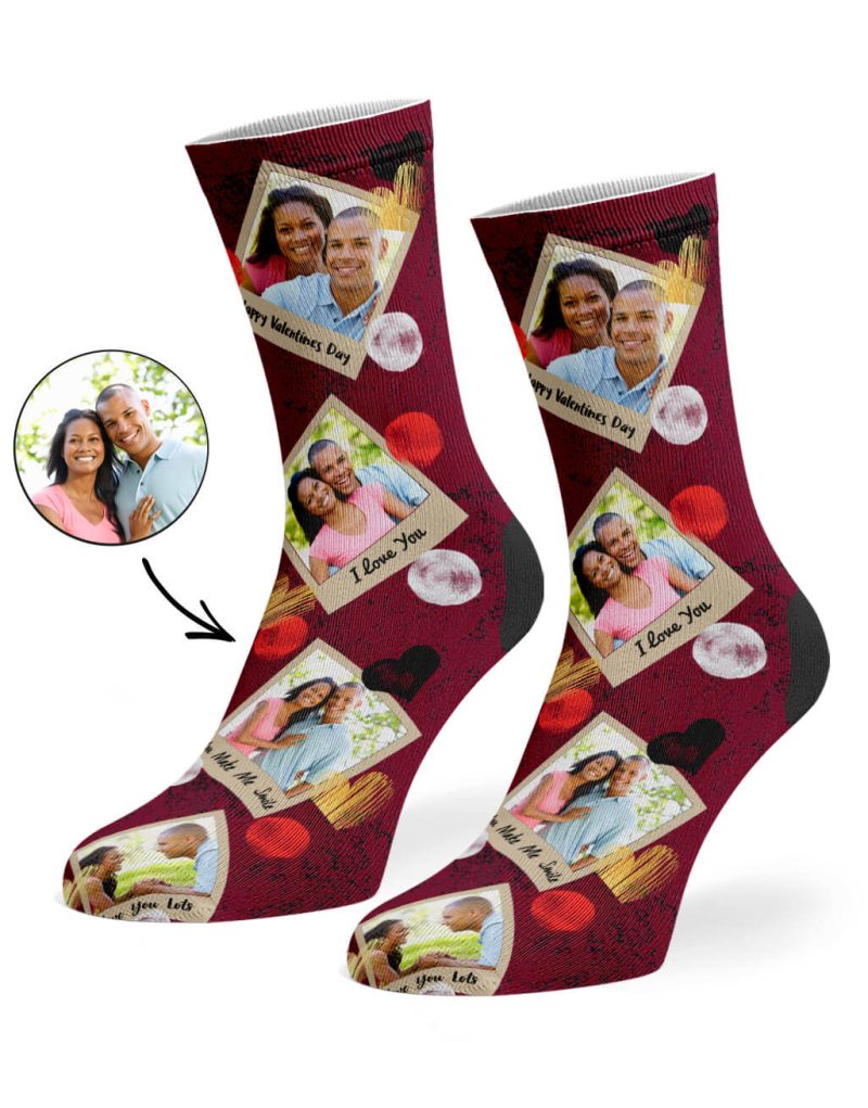 Burgundy Polaroid Love Socks