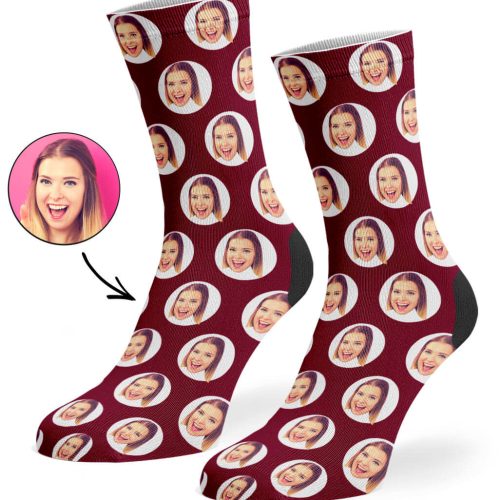 Burgundy Polka Circle Socks