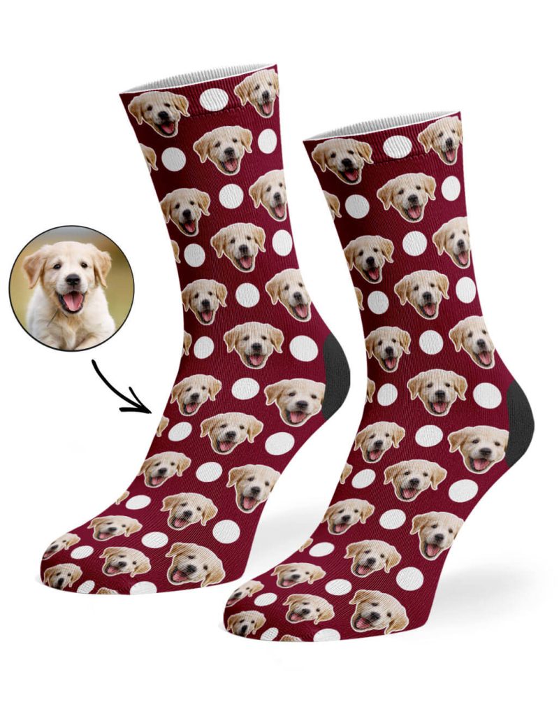 Burgundy Polka Dog Socks