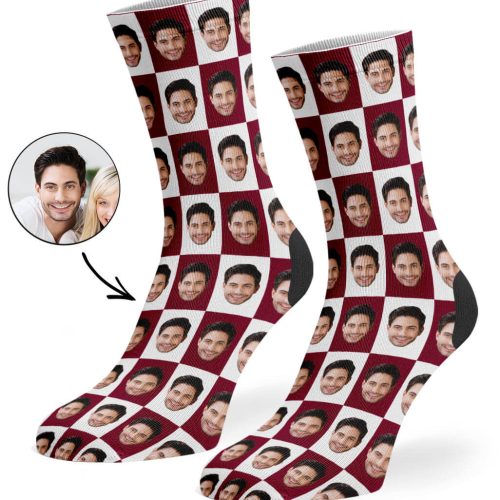 Burgundy Poser Face Socks