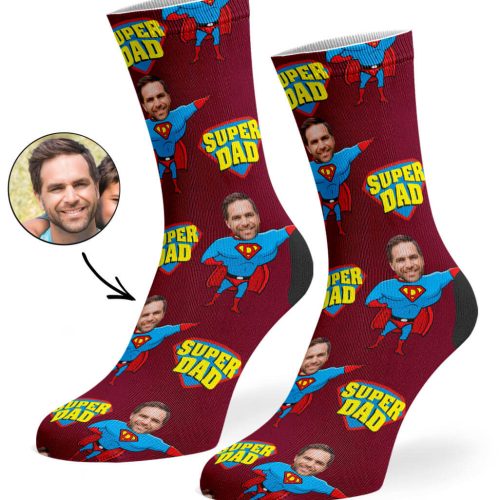 Burgundy Super Hero Dad Socks