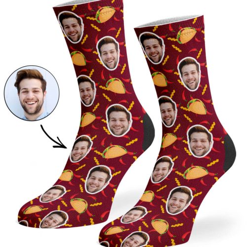 Burgundy Taco Face Socks