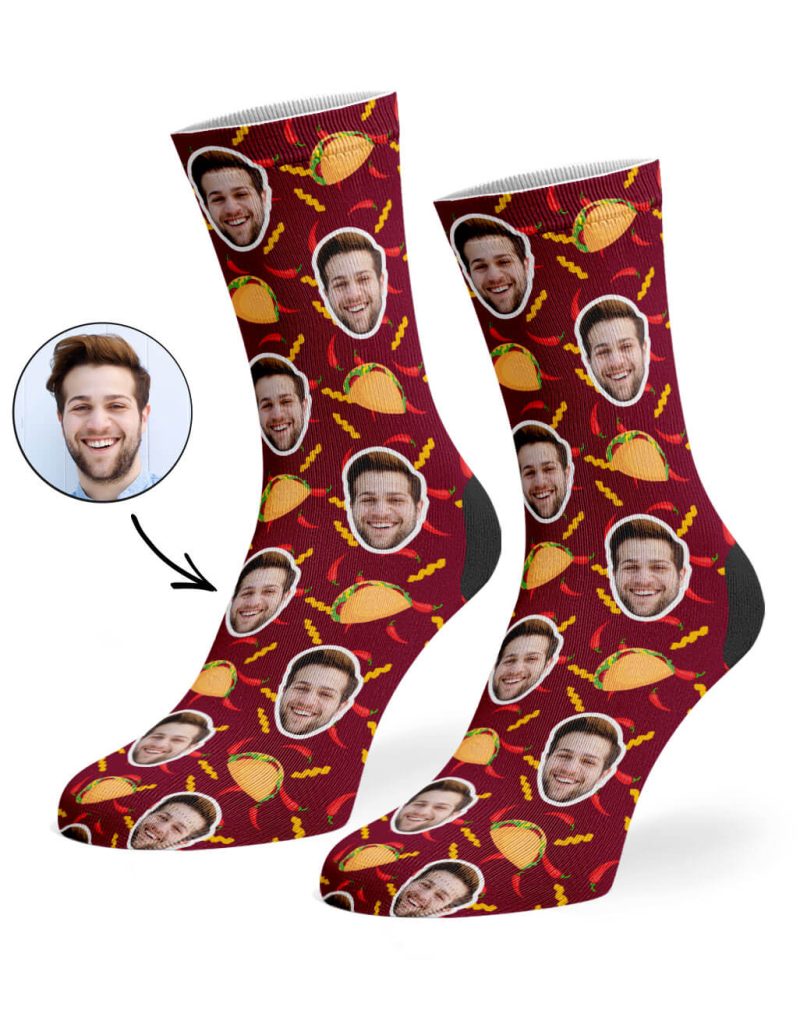 Burgundy Taco Face Socks