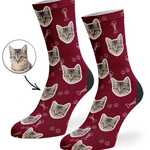 Burgundy Your Cat On Socks