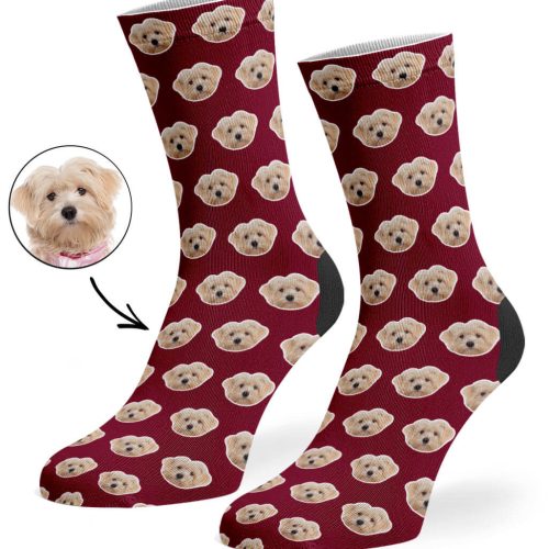 Burgundy Your Dog Pattern Socks