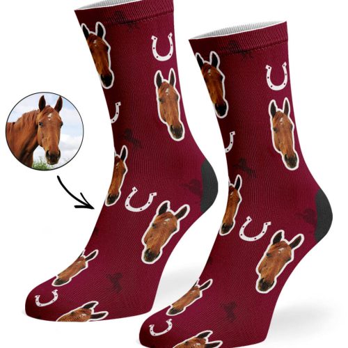 Burgundy Your Horse on Socks