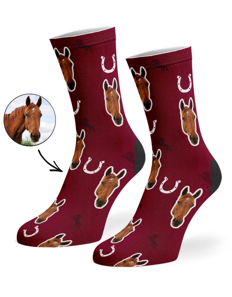 Burgundy Your Horse on Socks