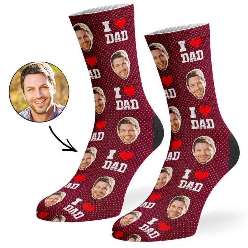 Burgundy I Love Dad Socks