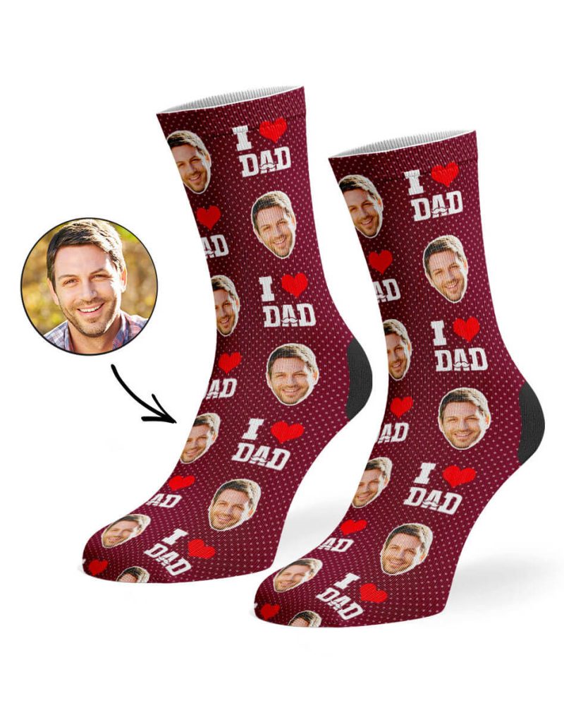 Burgundy I Love Dad Socks