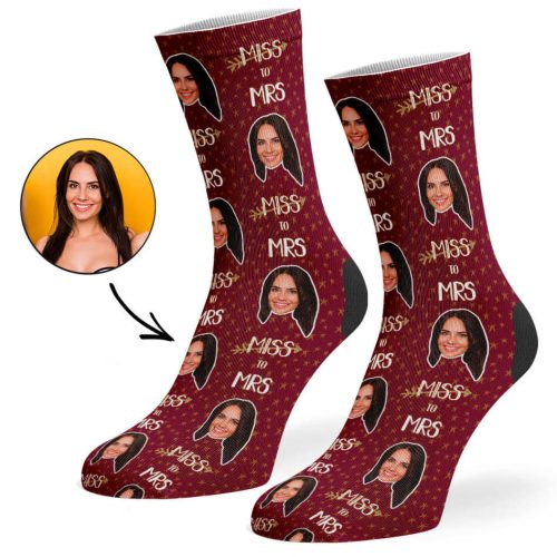 Burgundy Miss To Mrs Socks