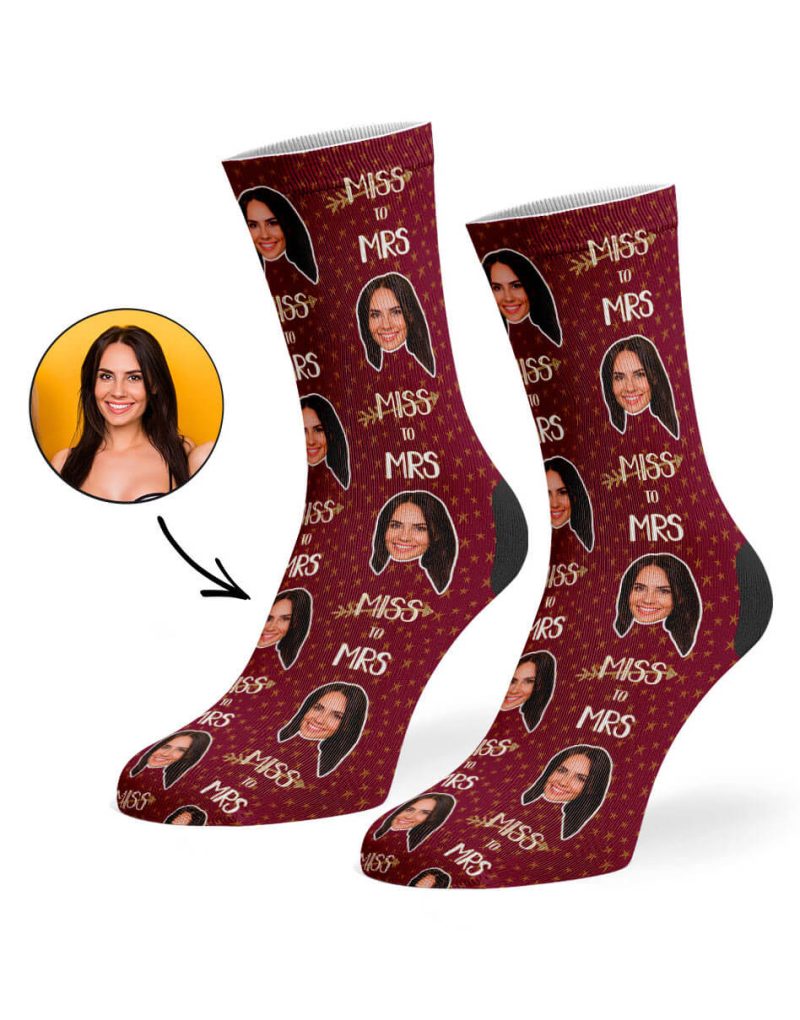 Burgundy Miss To Mrs Socks