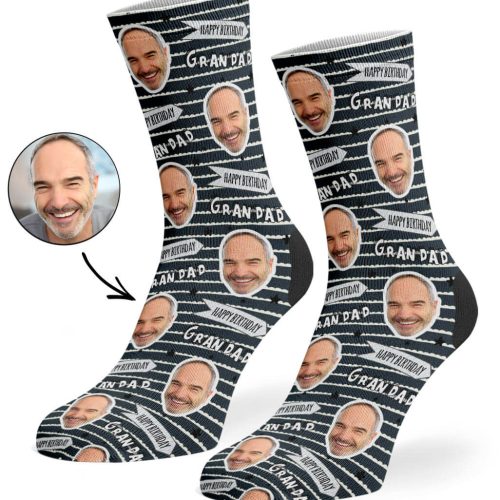 Charcoal Happy Birthday Grandad Socks