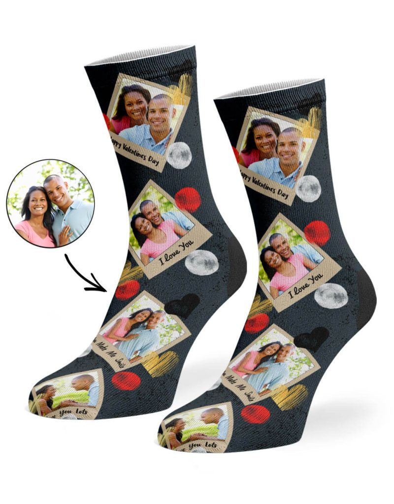 Charcoal Polaroid Love Socks