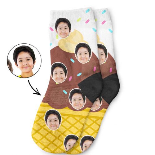 Ice Cream Kids Face Socks