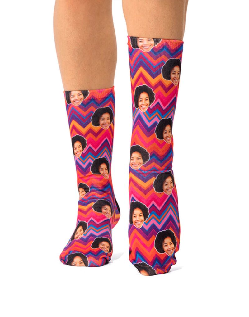 Colourful Zig Zag Face Socks