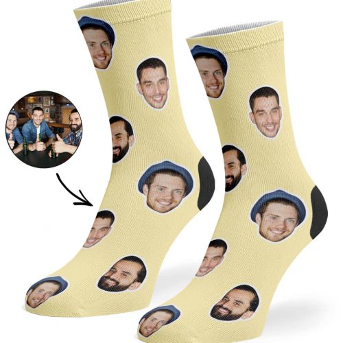 Cream Best Friend Face Socks