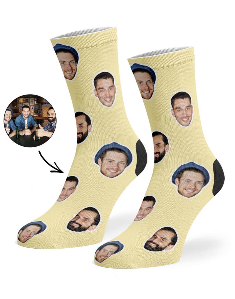 Cream Best Friend Face Socks