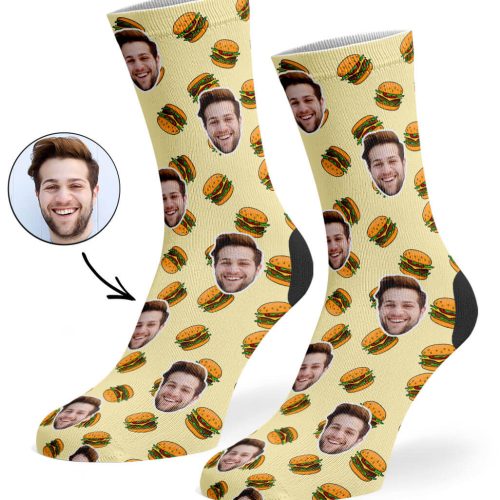 Cream Burger Face Socks