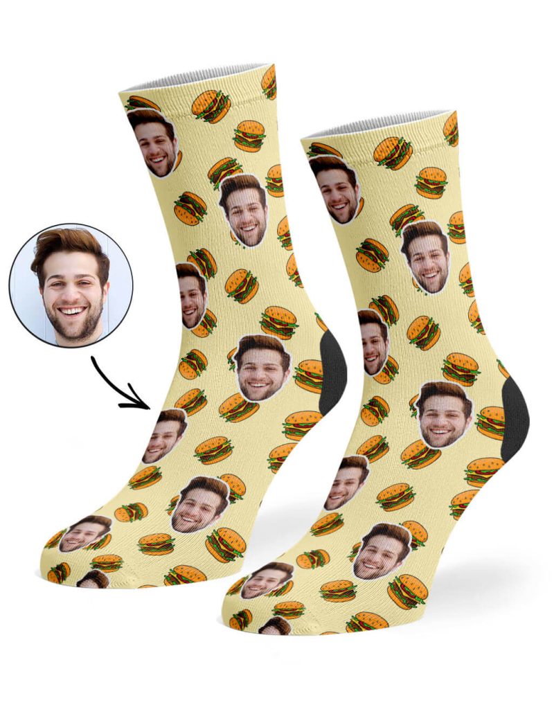 Cream Burger Face Socks