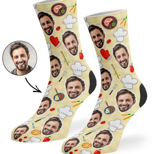 Cream Chef Face Socks