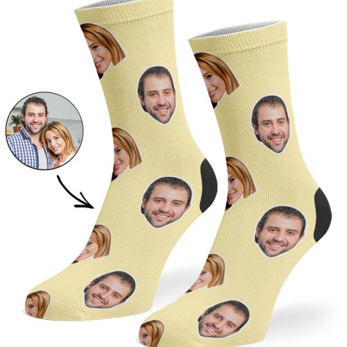 Cream Couple Face Socks