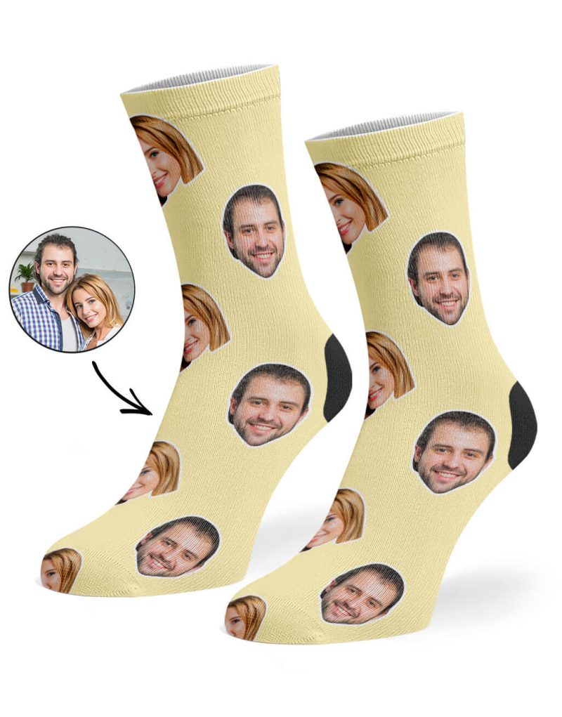 Cream Couple Face Socks