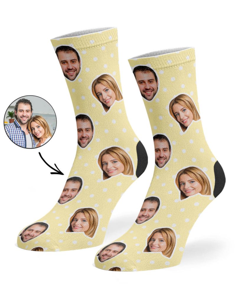 Cream Couples Spotty Face Socks