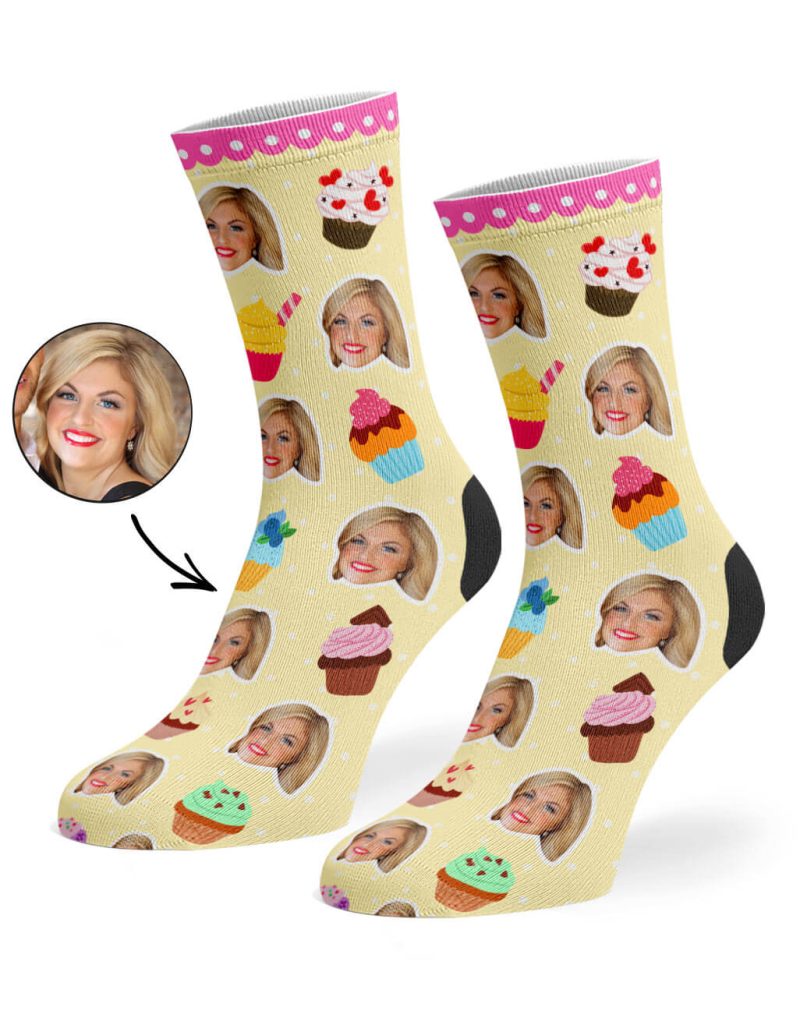 Cream Cupcake Face Socks