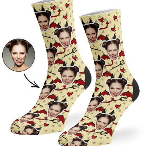 Cream Devil Face Socks