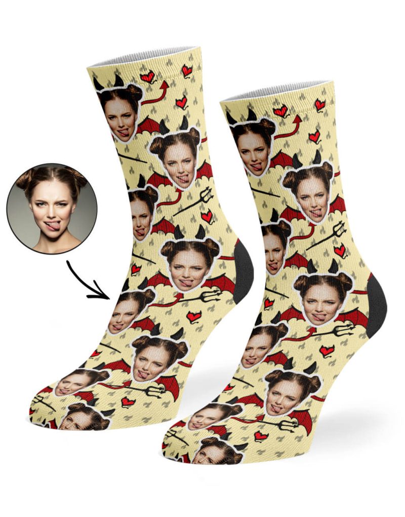 Cream Devil Face Socks