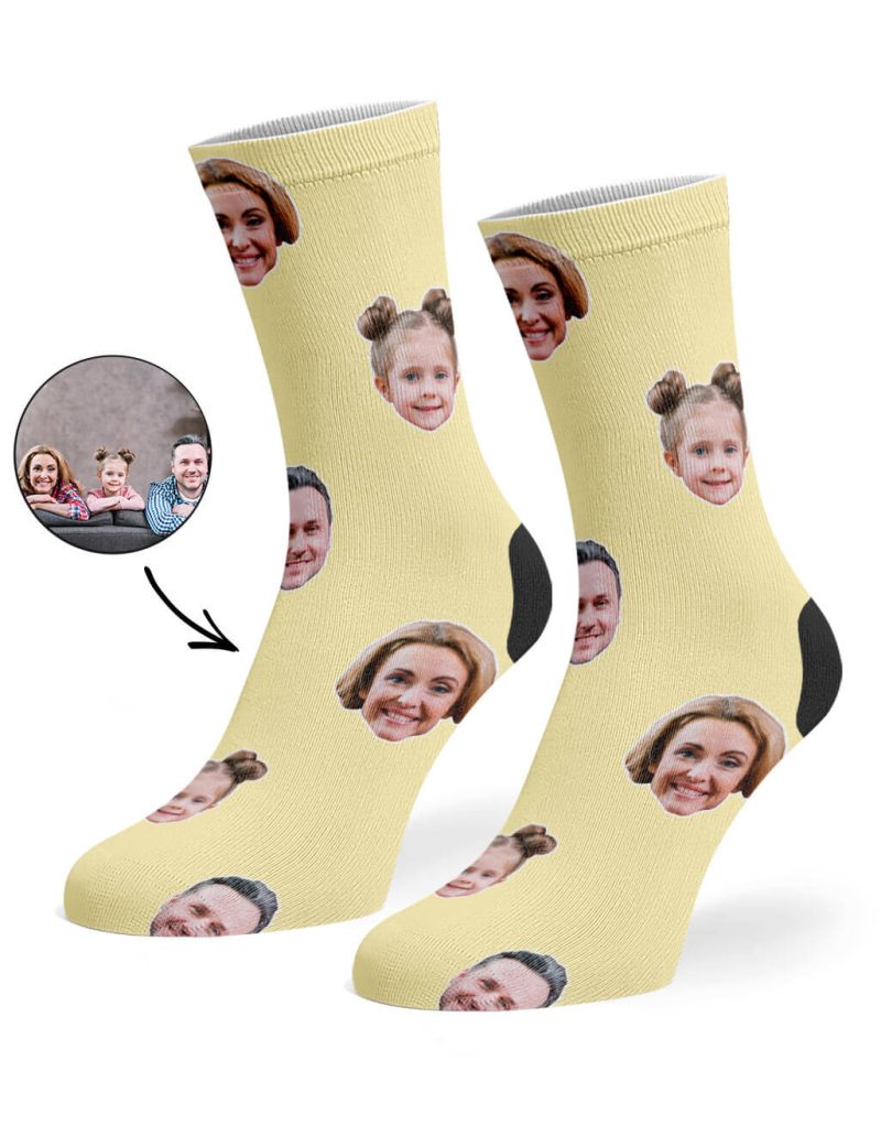 Cream Family Face Socks