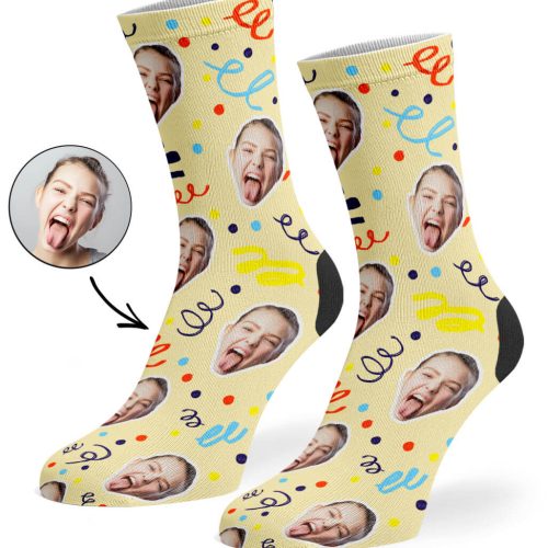 Cream Happy Birthday Confetti Socks