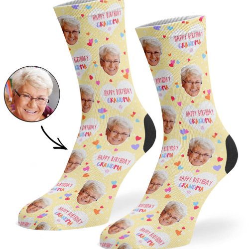 Cream Happy Birthday Grandma Socks