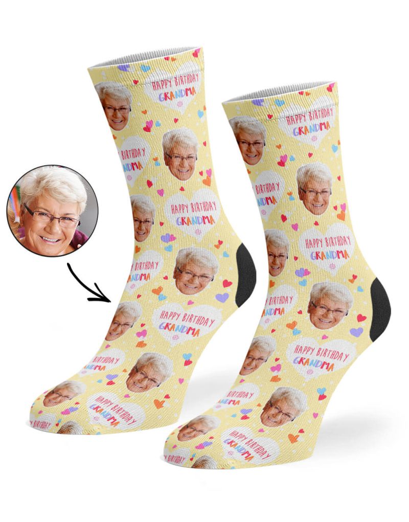 Cream Happy Birthday Grandma Socks