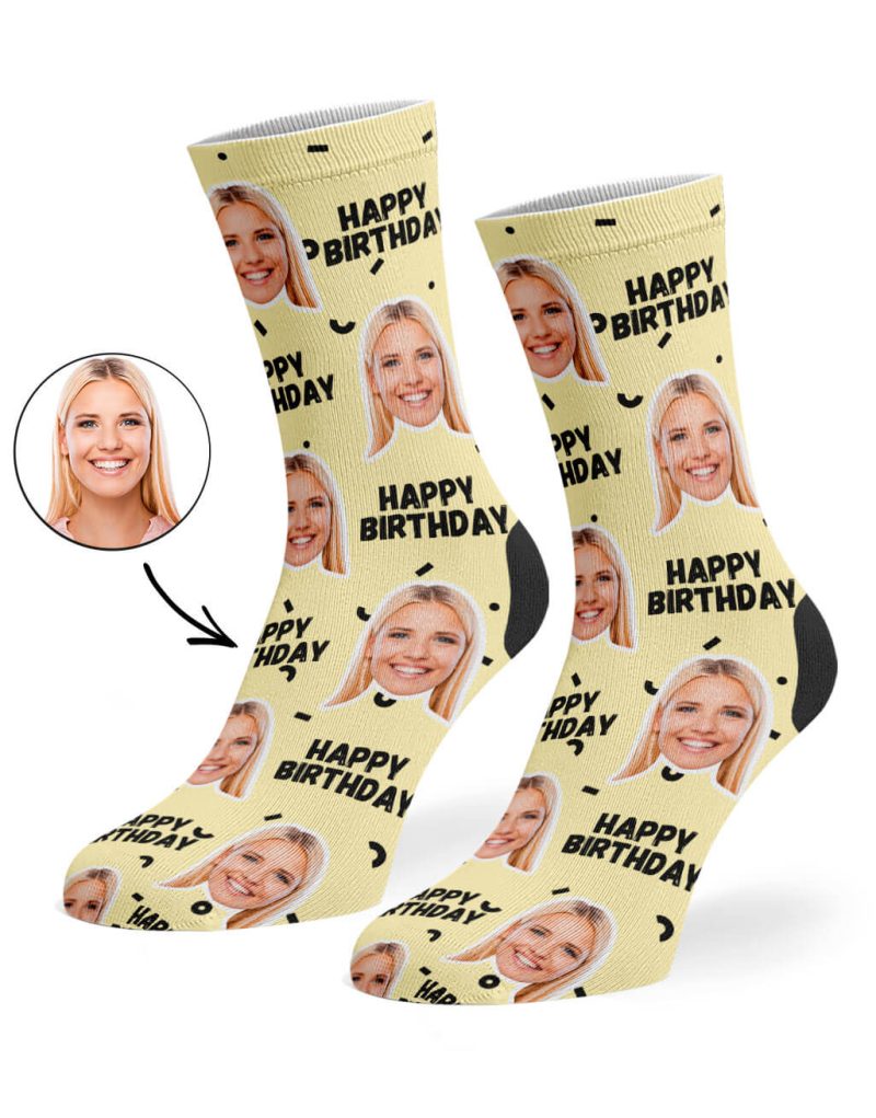 Cream Happy Birthday Socks