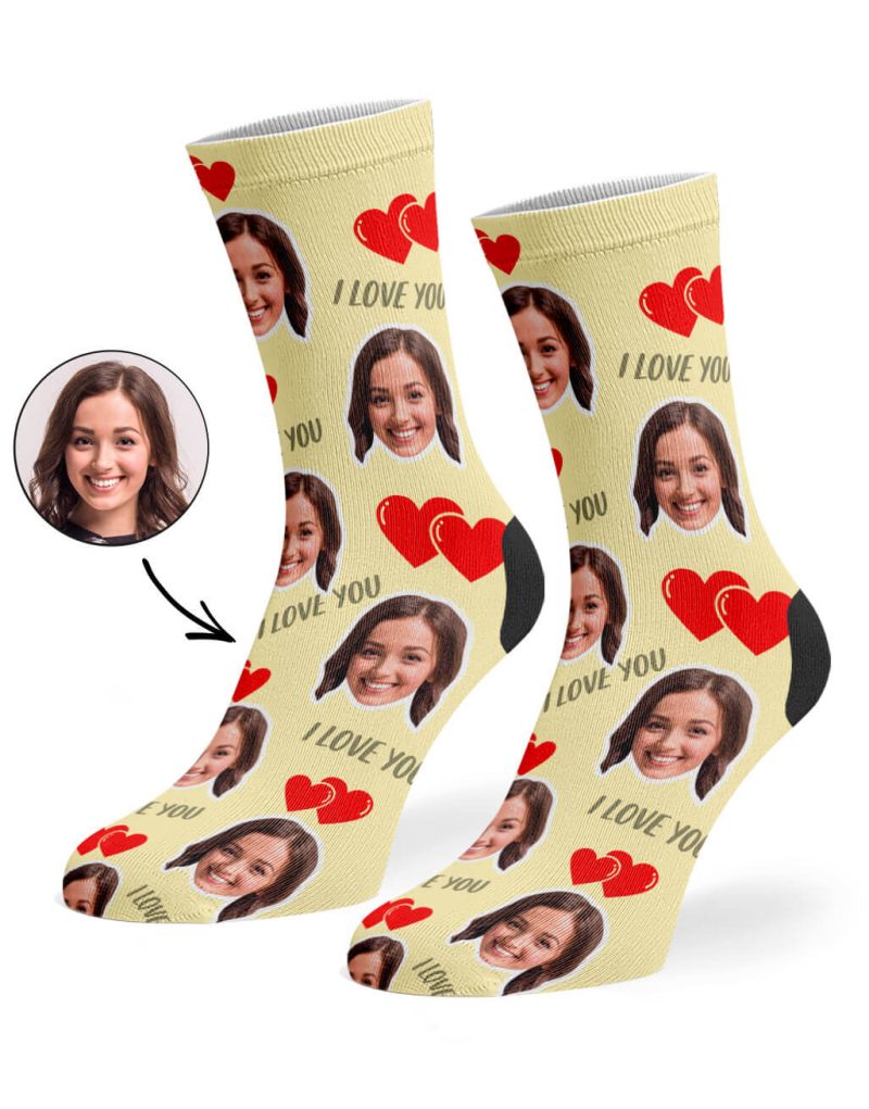 Cream I Love You Valentines Day Socks