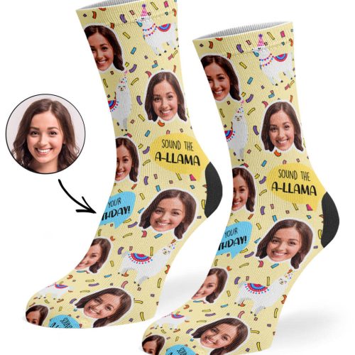 Cream Llama Birthday Socks