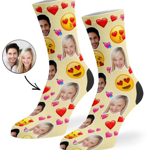 Cream Love Emoji Socks