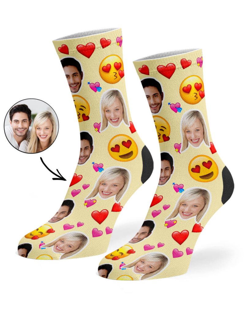 Cream Love Emoji Socks