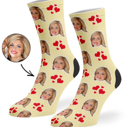 Cream My Valentine Face Socks