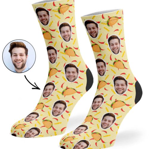 Cream Taco Face Socks