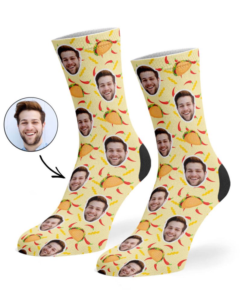 Cream Taco Face Socks