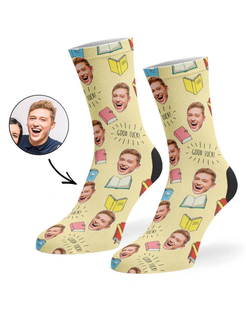 Cream Good Luck Books Socks