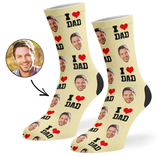 Cream I Love Dad Socks