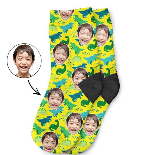 Dinosaur Pattern Kids Face Socks