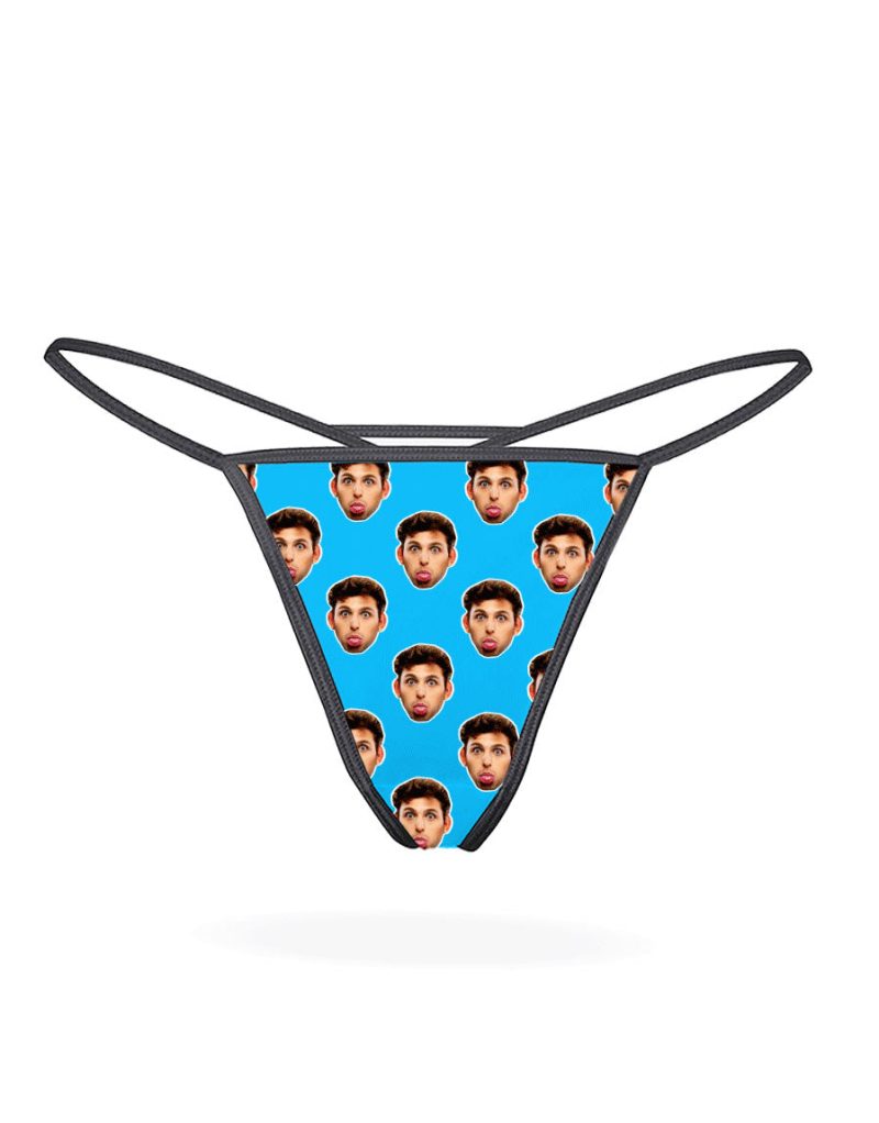 Face blue thongs